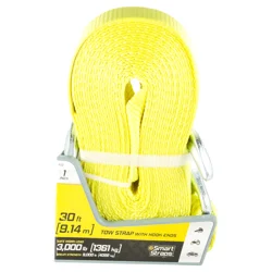 SmartStraps 30 Foot 9Tow Strap with Hooks - Yellow