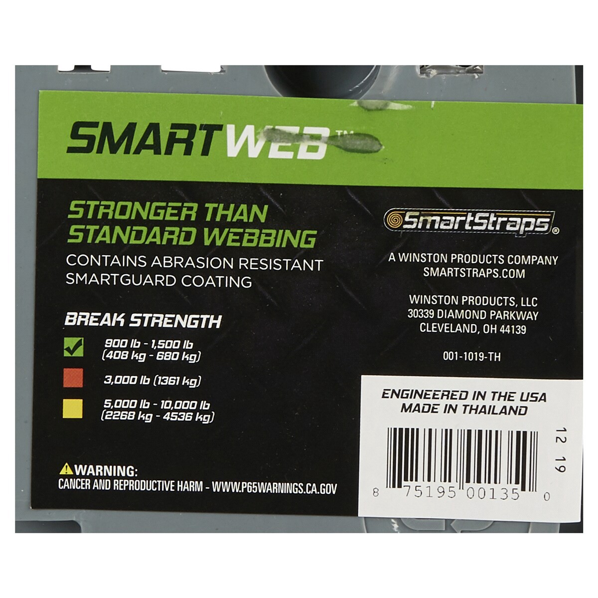 slide 2 of 2, SMARTSTRAPS Winston SmartStrap Endless Padded Ratchet, Green, 14', 1500 lb, 1 ct