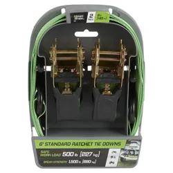 SMARTSTRAPS Winston 6' Padded Ratchet Tie Down Green