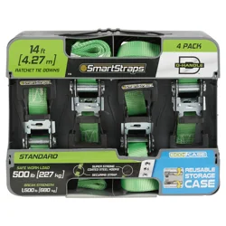 SMARTSTRAPS Winston 14' Padded D-Handle Ratchet Tie Down Green