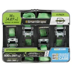SMARTSTRAPS Winston 14' Padded D-Handle Ratchet Tie Down Green