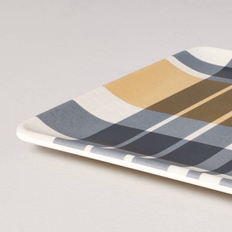 slide 4 of 4, 3pc Mixed Fall Pattern Bamboo-Melamine Serving Trays Gold/Blue/Cream - Hearth & Hand with Magnolia, 3 ct