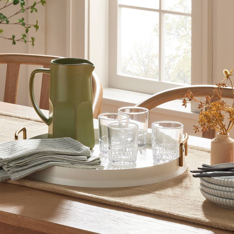 slide 3 of 4, Hearth & Hand with Magnolia 6.5oz Short Fluted Glass Tumbler Clear - Hearth & Hand™ with Magnolia: Dishwasher-Safe, Farmhouse Style, 6.5 oz