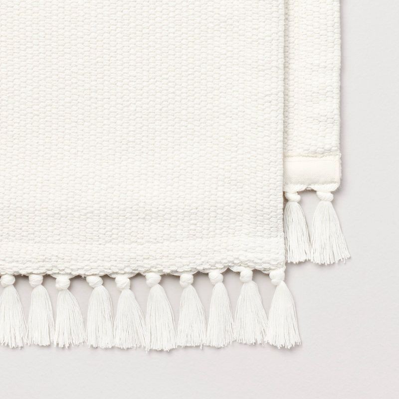 slide 3 of 3, Hearth & Hand with Magnolia 14"x72" Pebble Textured Woven Table Runner Cream - Hearth & Hand™ with Magnolia: Fringed, Farmhouse Style, 1 ct