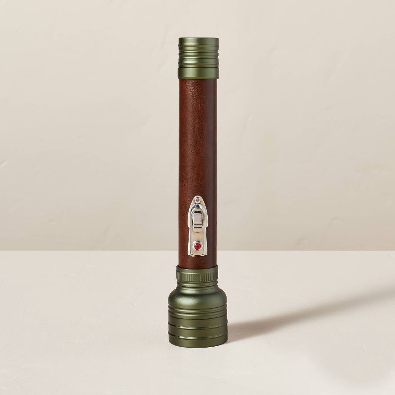 slide 1 of 4, LED Flashlight Green/Brown - Hearth & Hand with Magnolia, 1 ct