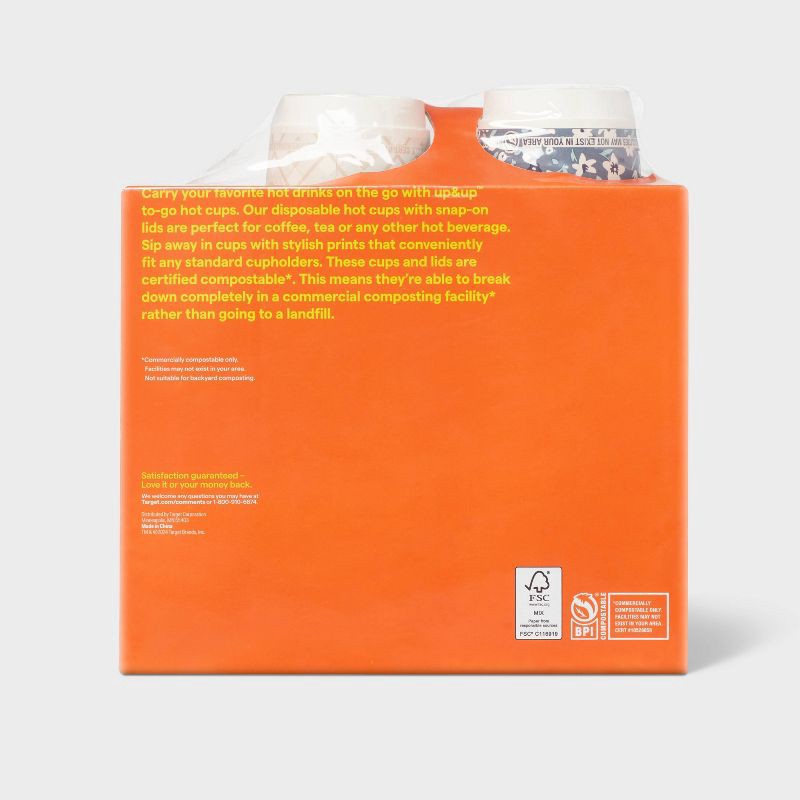 slide 3 of 3, Compostable Hot Cups with Lids - 16oz/12ct - up&up™, 12 ct; 16 oz