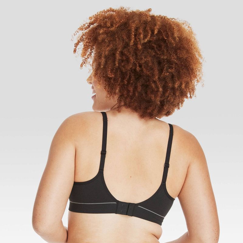 slide 3 of 7, Hanes Originals Women's Ribbed Seamless Contour Bra MHB004 - Black S: Lightly Lined, Adjustable Straps, 1 ct