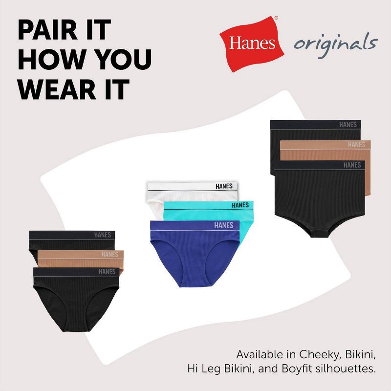 slide 5 of 7, Hanes Originals Women's Ribbed Seamless Contour Bra MHB004 - Black L: Lightly Lined, Adjustable Straps, Medium Coverage, 1 ct