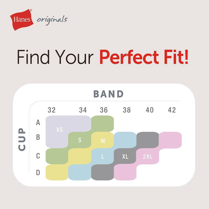 slide 7 of 7, Hanes Originals Women's Ribbed Seamless Contour Bra MHB004 - Black L: Lightly Lined, Adjustable Straps, Medium Coverage, 1 ct