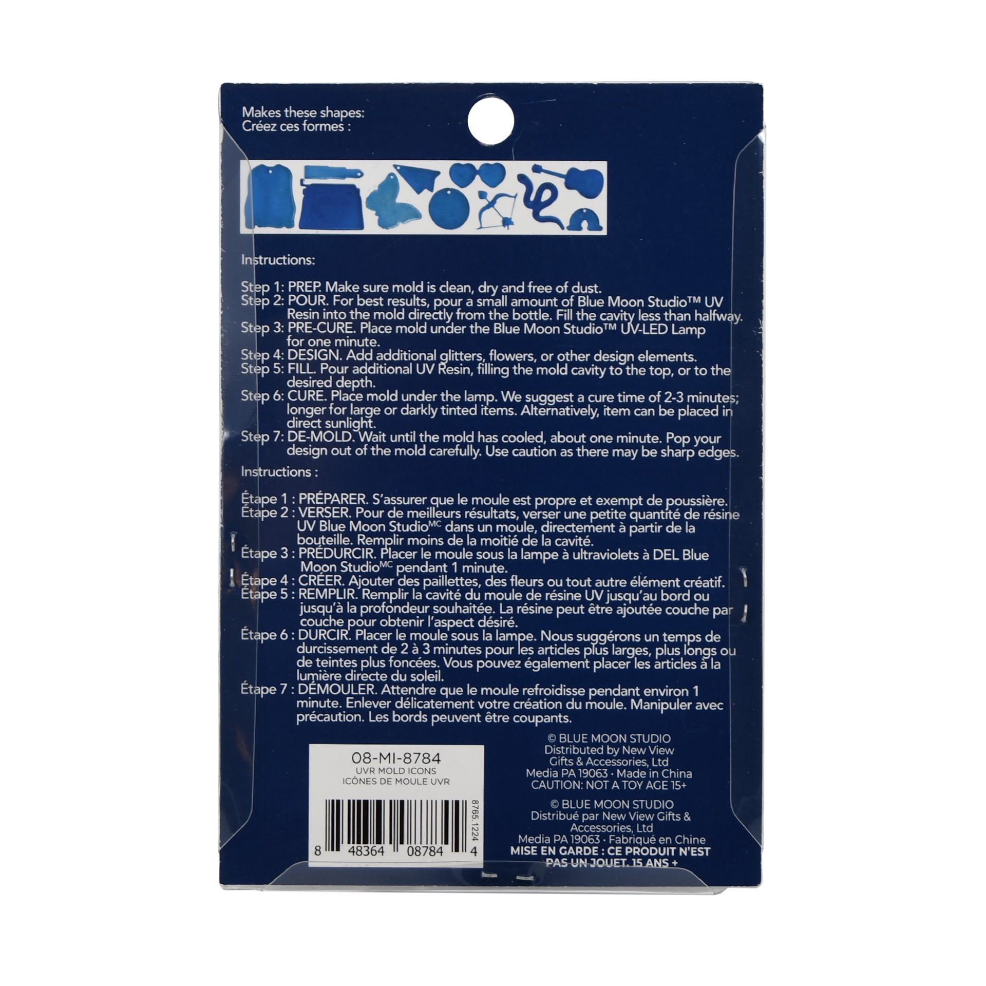 slide 4 of 5, Blue Moon Studio Uv Resin Icons Mold, 3.15 in x 3.54 in x 0.47 in