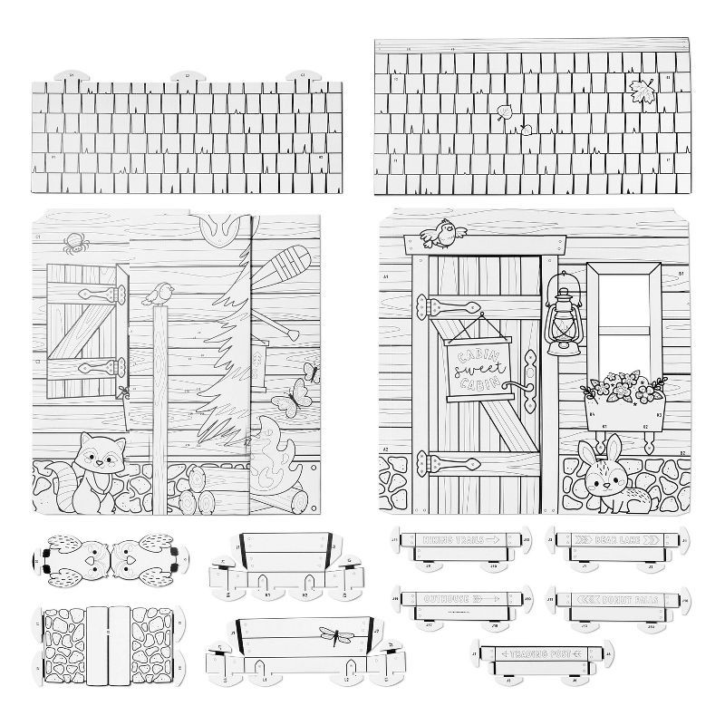 slide 3 of 4, Color-Your-Own Cabin Craft Kit - Mondo Llama, 1 ct