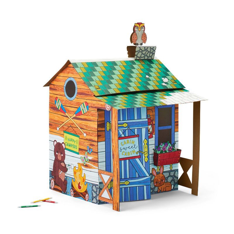 slide 4 of 4, Color-Your-Own Cabin Craft Kit - Mondo Llama, 1 ct