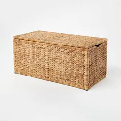 Threshold designed w/Studio McGee Natural Woven Storage Bench - Threshold™ designed with Studio McGee: Metal Frame, Fish Scale Pattern, No Assembly Required