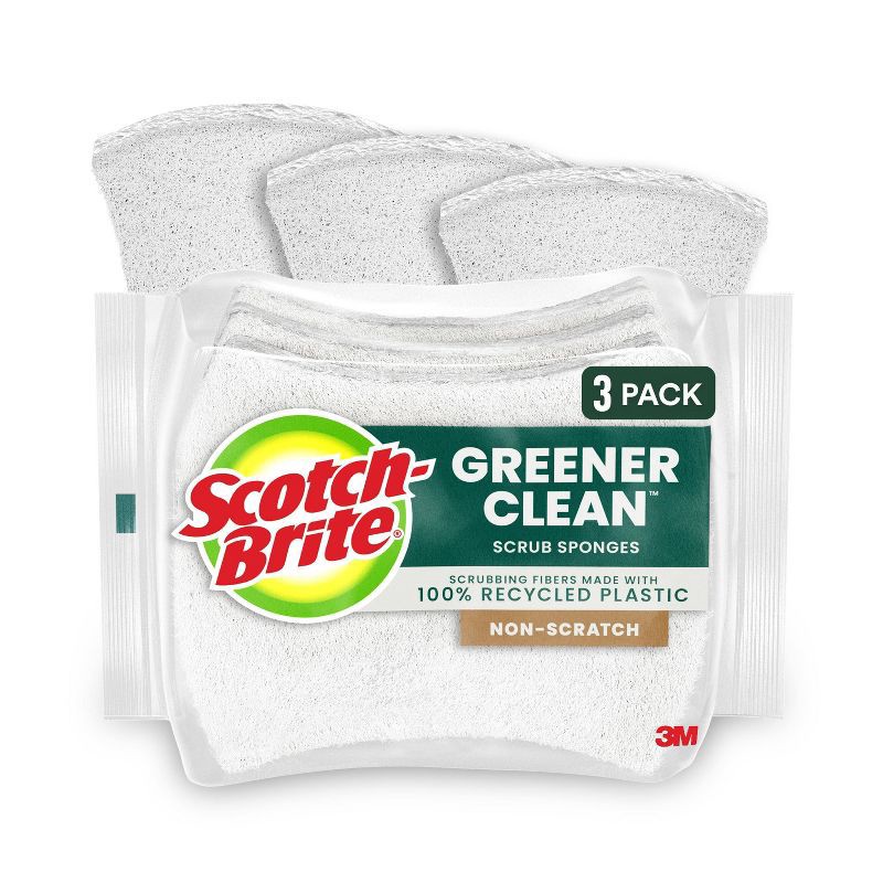 slide 1 of 9, Scotch-Brite Greener Clean Non-Scratch Scrub Sponges - 3ct, 3 ct