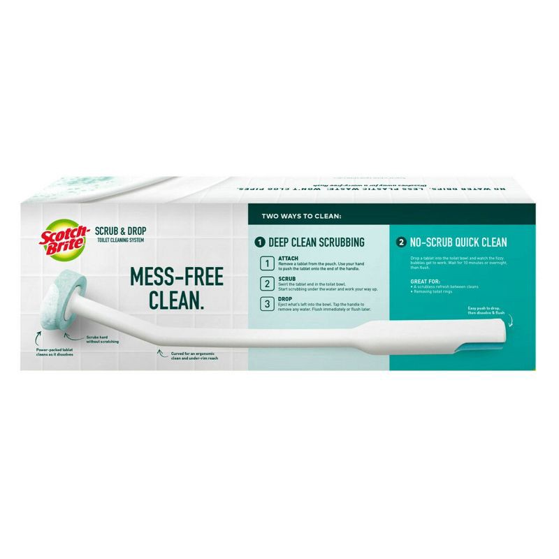 slide 5 of 12, Scotch-Brite Scrub & Drop Dissolvable Toilet Bowl Cleaning System - 1 Wand & Stand and 4 Dissolvable Refill Tablets, 1 ct