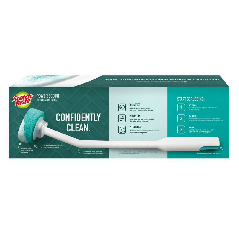 slide 2 of 8, Scotch-Brite Power Scour Toilet Cleaning System - 1 Wand & Stand and 5 Scrubbing Pads, 1 ct