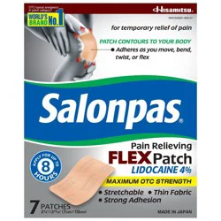 Salonpas Lidocaine 4% Pain Relieving Flex Patch - Odor Free - 7ct