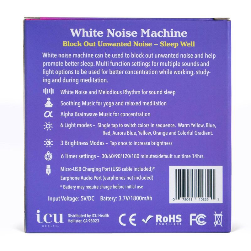 slide 8 of 10, ICU Health White Noise Machine With 32 Soothing Sounds, 1 ct