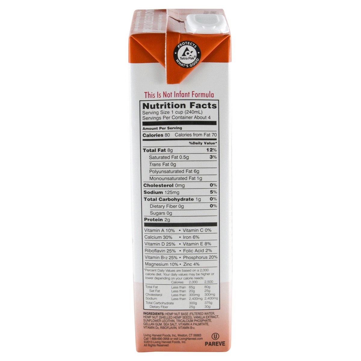 slide 2 of 4, Living Harvest Unsweetened Original Hemp Milk, 32 fl oz