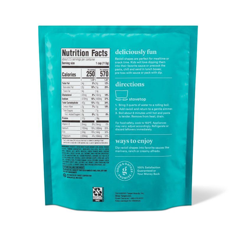 slide 2 of 4, Frozen Cheese & Broccoli Ravioli in Fun Shapes - 9oz - Good & Gather™, 9 oz