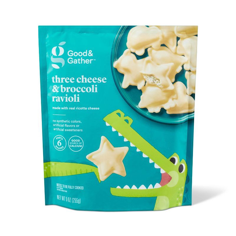 slide 1 of 4, Frozen Cheese & Broccoli Ravioli in Fun Shapes - 9oz - Good & Gather™, 9 oz