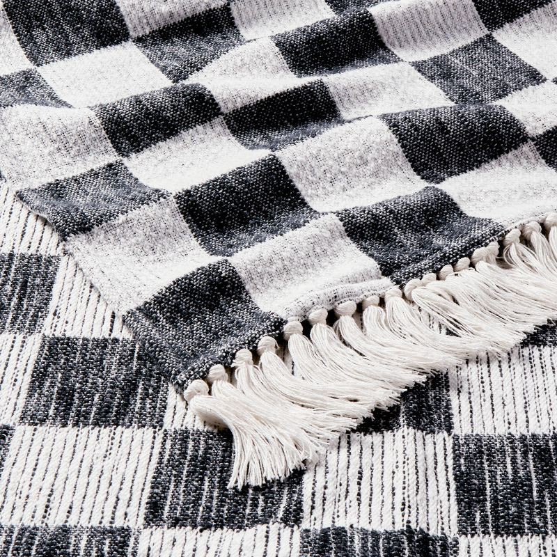 slide 3 of 3, 60"x80" Woven Cotton Checkered Bed Throw Black - Threshold™, 1 ct