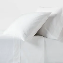 King 250 Thread Count Organic Percale Sheet Set True White - Threshold™: GOTS & OEKO-TEX Certified, Includes 4pc