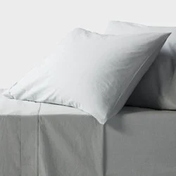 Twin/Twin XL 250 Thread Count Organic Percale Sheet Set Blue Chambray - Threshold™: GOTS & OEKO-TEX Certified, Includes 3pc