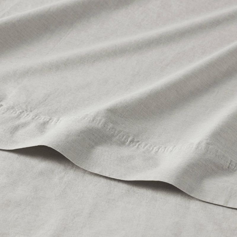 slide 3 of 4, Full 250 Thread Count Organic Percale Sheet Set Gray Chambray - Threshold™, 1 ct