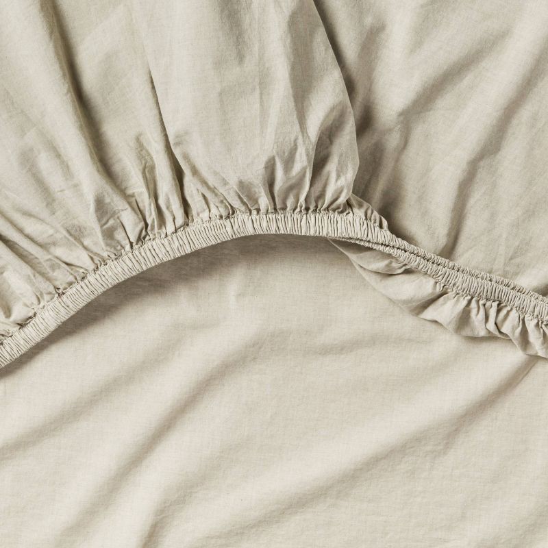 slide 4 of 4, Twin/Twin XL 250 Thread Count Organic Percale Sheet Set Green Chambray - Threshold™: GOTS & OEKO-TEX Certified, Includes 1 Pillowcase, 1 ct