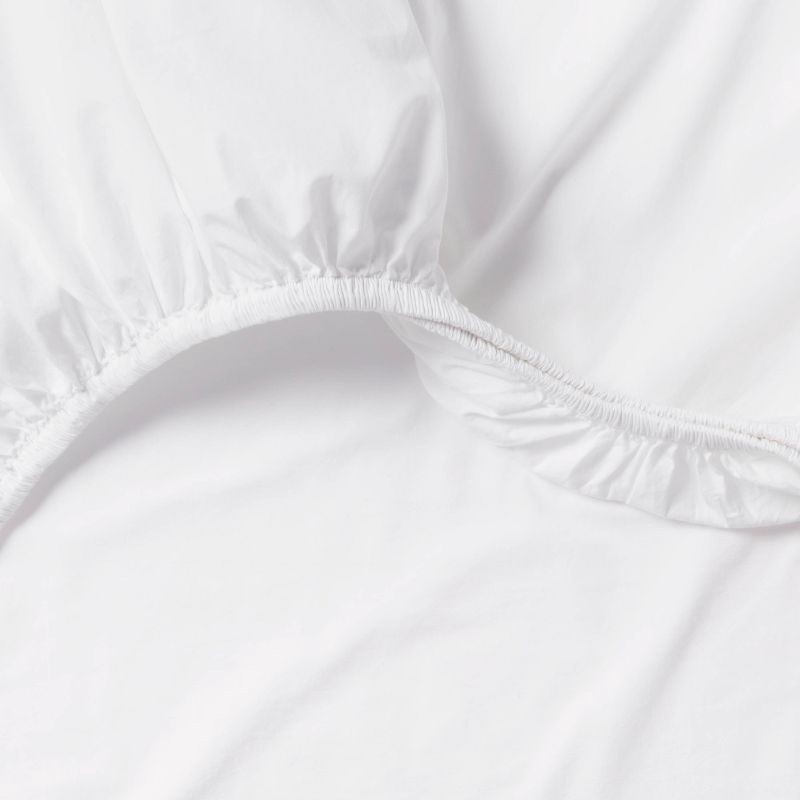 slide 4 of 4, Twin/Twin XL 250 Thread Count Organic Percale Sheet Set True White - Threshold™: GOTS Certified, Includes Pillowcase, 1 ct