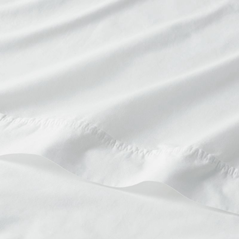 slide 3 of 4, Queen 250 Thread Count Organic Percale Sheet Set True White - Threshold™: GOTS Certified, Includes 4 Pieces, Fits up to 18" Mattress, 4 ct