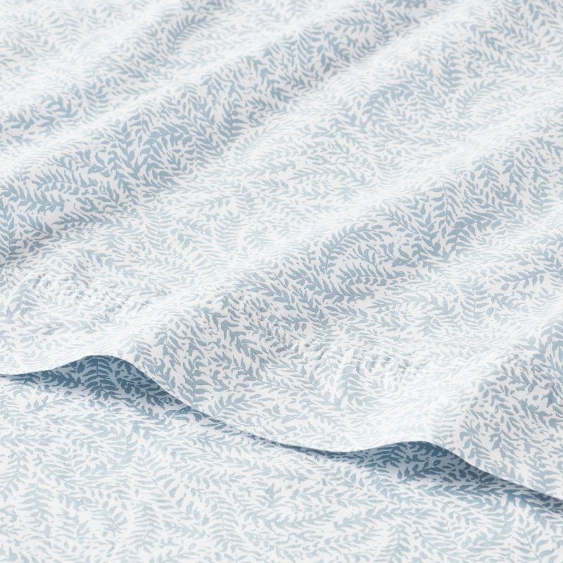 slide 3 of 4, Full 250 Thread Count Organic Percale Sheet Set Blue Floral - Threshold™: GOTS Certified, Teen & All Ages, 4-Piece, 1 ct