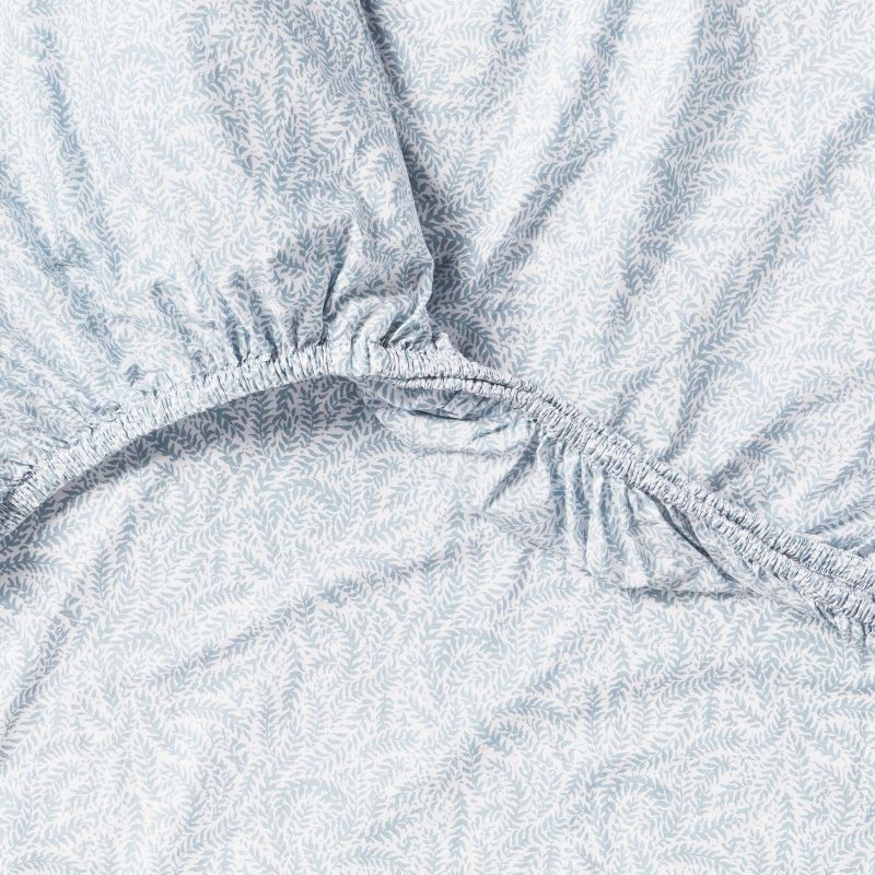 slide 4 of 4, Full 250 Thread Count Organic Percale Sheet Set Blue Floral - Threshold™: GOTS Certified, Teen & All Ages, 4-Piece, 1 ct