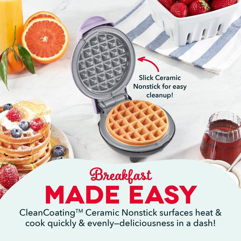 slide 3 of 6, Dash Mini Waffle Maker - Lilac, 1 ct