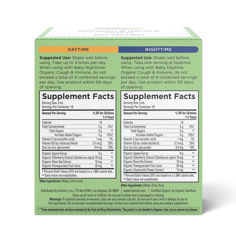 slide 2 of 8, Hyland's Naturals Baby Organic Cough & Immune Day/Night Combo - 4oz, 4 oz