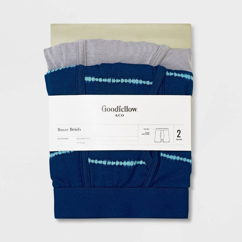 Men's Striped Boxer Briefs 2pk - Goodfellow & Co™ Blue/gray Xl