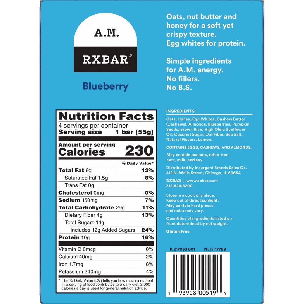 RXBAR A.M. Blueberry 7.7oz/4ct 4 ct Shipt