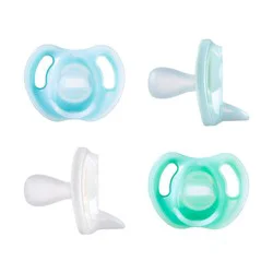 Tommee Tippee Ultra-Light Silicone Baby Pacifier 0-6m - Blue/Green - 4pk: BPA-Free, Silicone, Pacifier Accessories