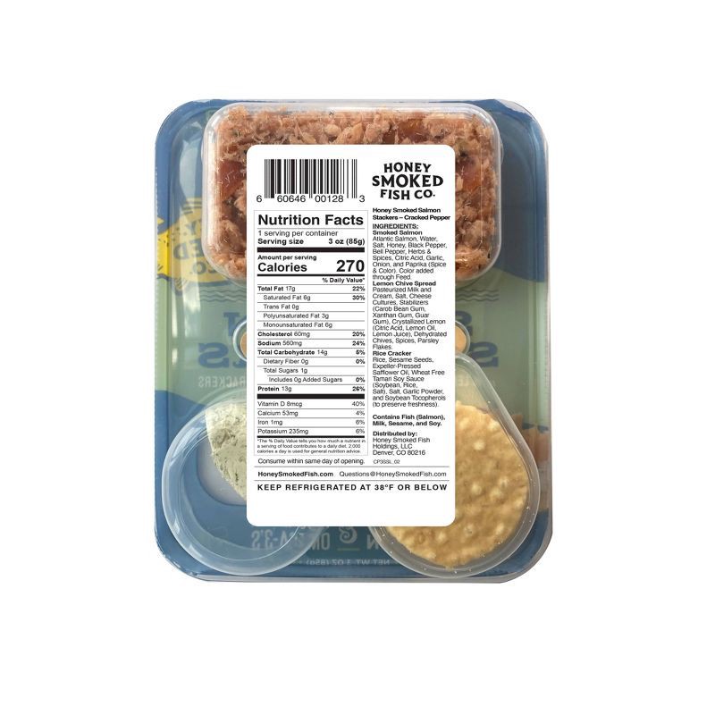 slide 2 of 6, Honey Smoked Fish Co. Salmon Stackers Cracked Pepper - 3oz, 3 oz