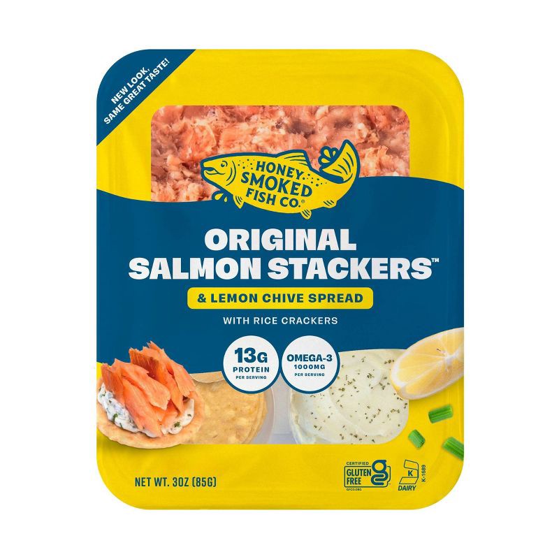 slide 1 of 5, Honey Smoked Fish Co. Salmon Stackers Original - 3oz, 3 oz