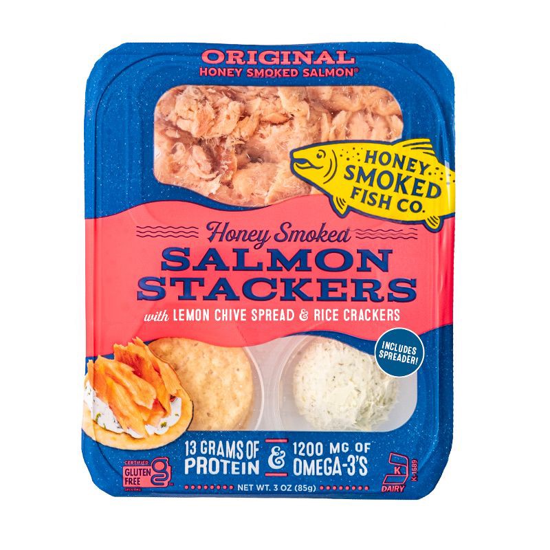 slide 1 of 5, Honey Smoked Fish Co. Salmon Stackers Original - 3oz, 3 oz