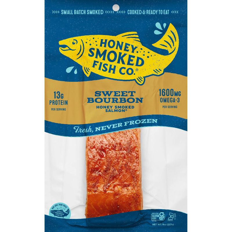 slide 1 of 5, Honey Smoked Fish Co. Sweet Bourbon Salmon - 8oz, 8 oz