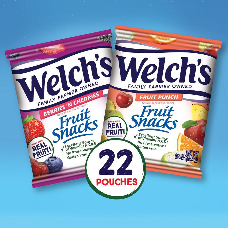 slide 2 of 4, WELCH's Fruit Snacks Berries N' Cherries & Fruit Punch - 17.6oz/22ct, 22 ct; 17.6 oz