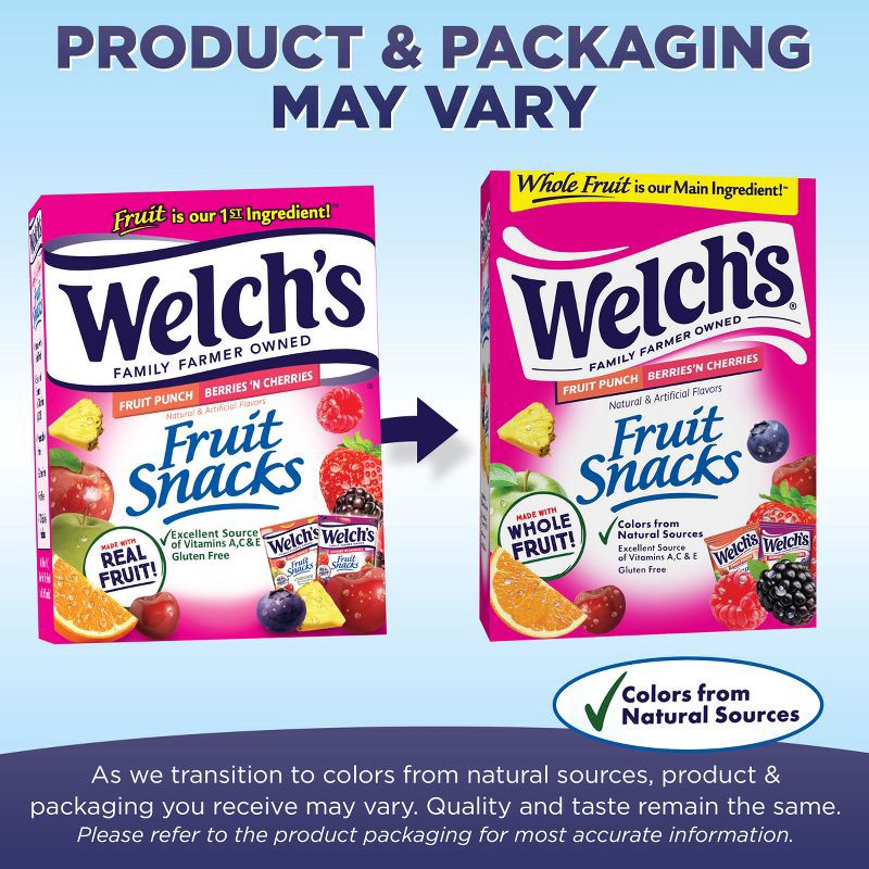 slide 5 of 5, WELCH's Fruit Snacks Berries N' Cherries & Fruit Punch - 17.6oz/22ct, 22 ct; 17.6 oz