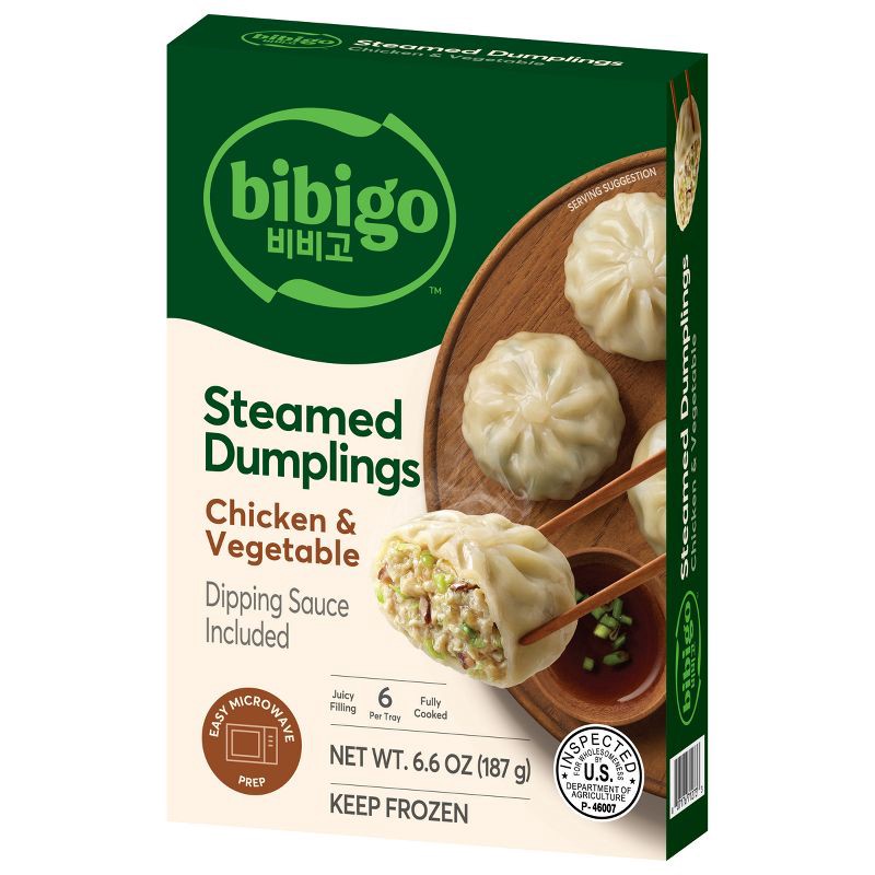 slide 8 of 12, bibigo Frozen Chicken & Vegetable Steamed Dumplings - 6.6oz, 6.6 oz