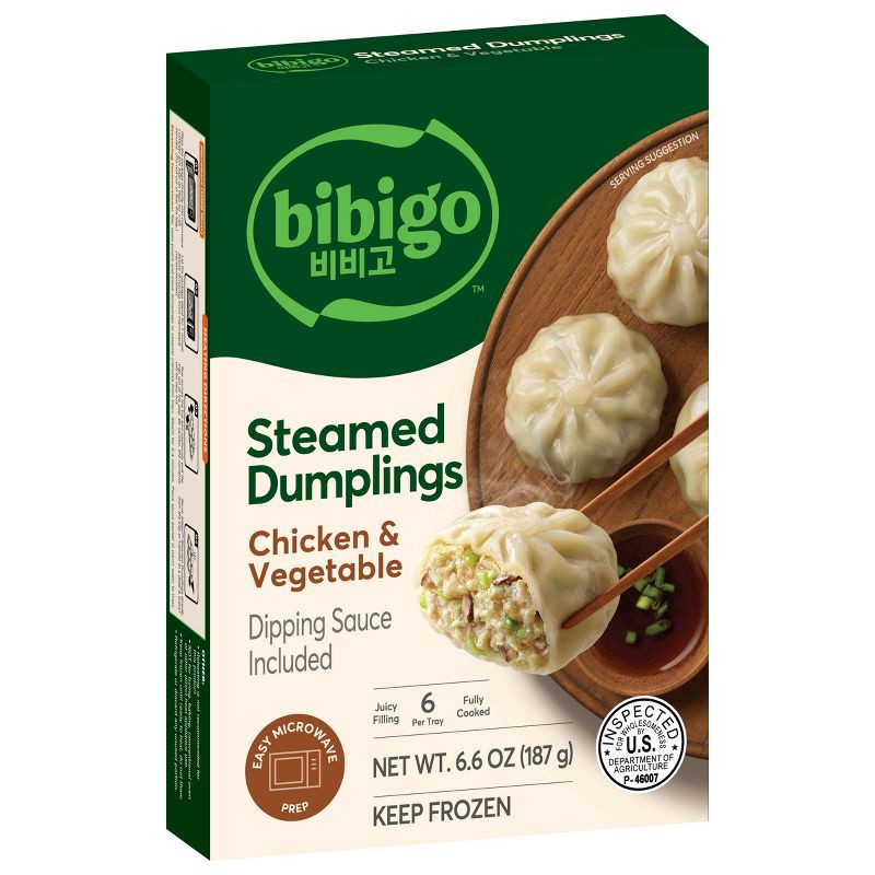 slide 9 of 12, bibigo Frozen Chicken & Vegetable Steamed Dumplings - 6.6oz, 6.6 oz
