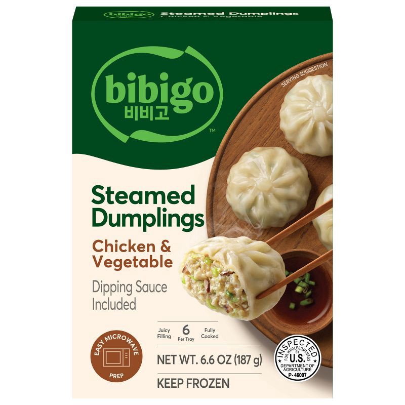 slide 1 of 11, bibigo Frozen Chicken & Vegetable Steamed Dumplings - 6.6oz, 6.6 oz