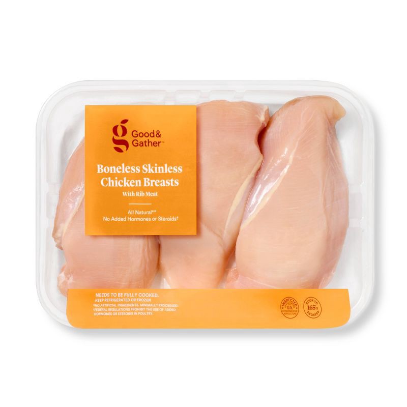 slide 1 of 6, Fresh All Natural Boneless & Skinless Chicken Breast - price per lb - Good & Gather™, per lb