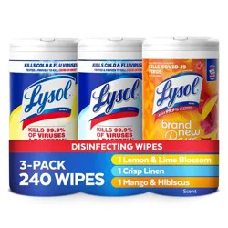 Lysol Disinfecting Wipes - Lemon/Crisp Linen/Mango and Hibiscus - 80ct